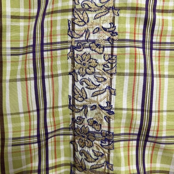 Robert Graham Men's Plaid Floral Embroidered Button-up Shirt Flip Cuff Size L - Picture 4 of 6